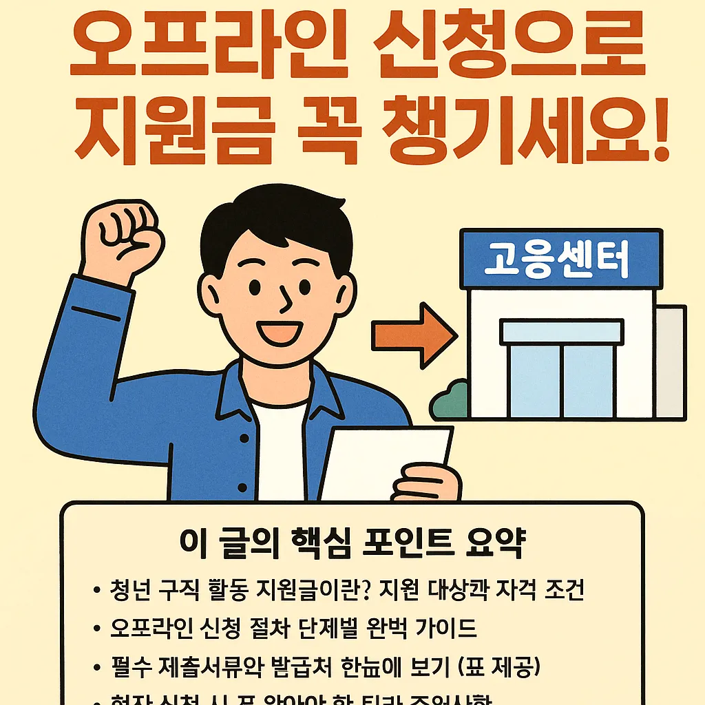 청년 구직 활동 지원금 오프라인 신청 팁