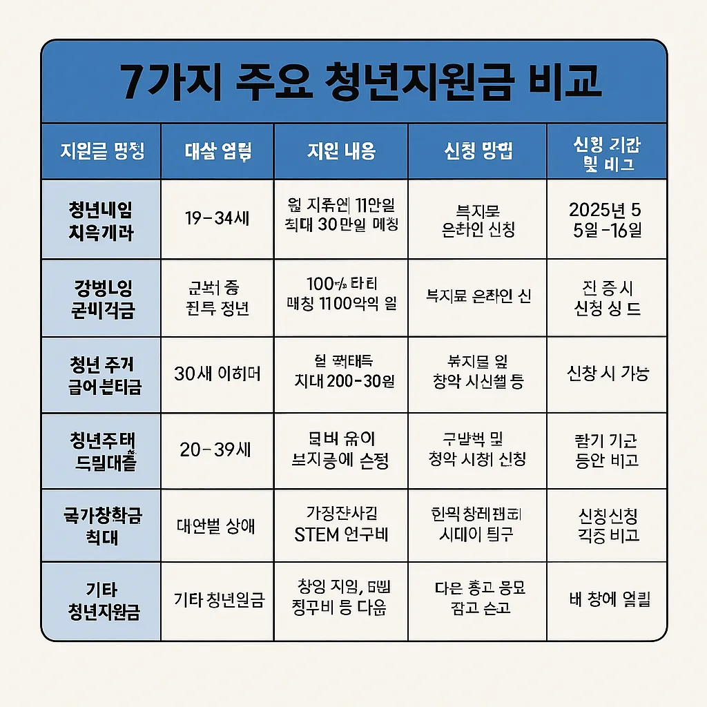 청년지원금 신청 지원금 비교 분석