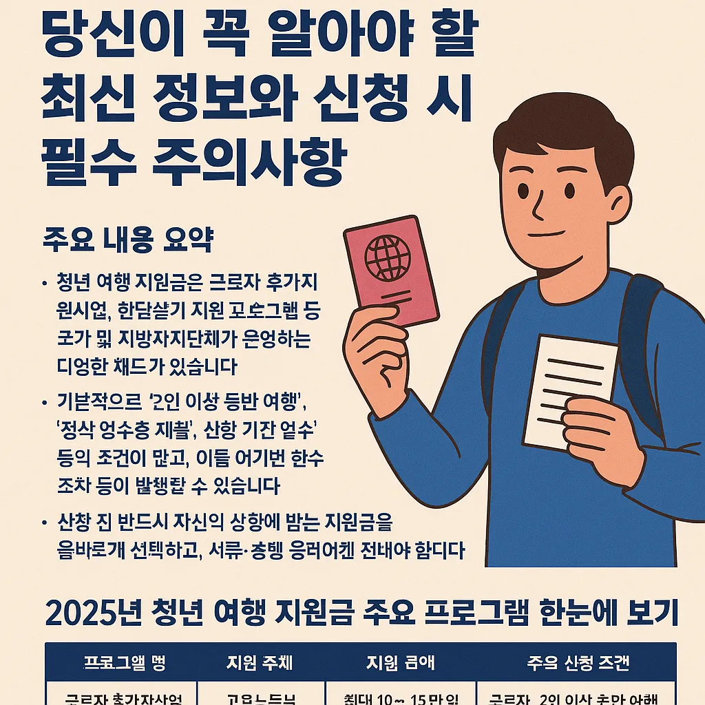 청년 여행 지원금 신청 시 주의할 점