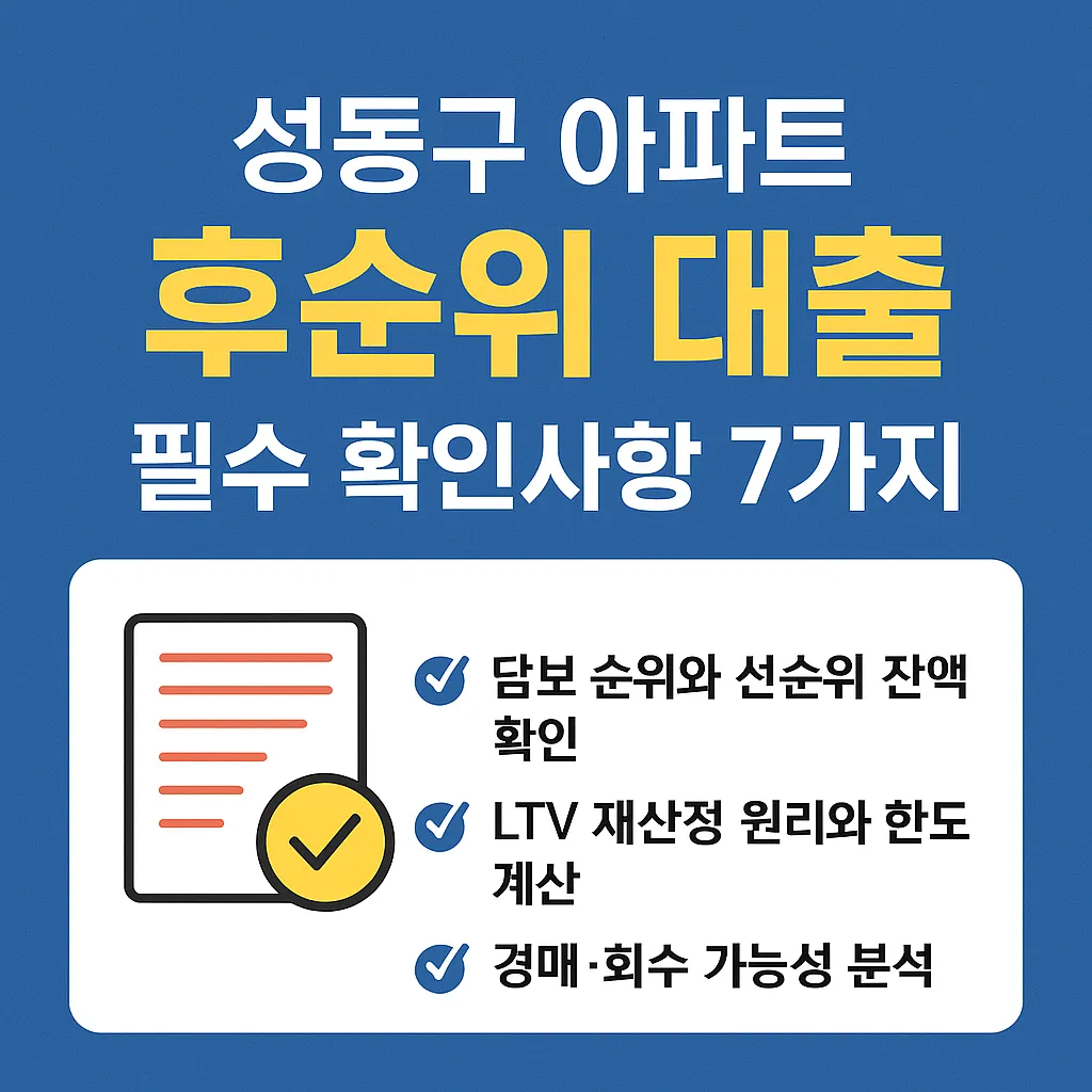 성동구 아파트 후순위 대출, 꼭 알아야 할 7가지 팁