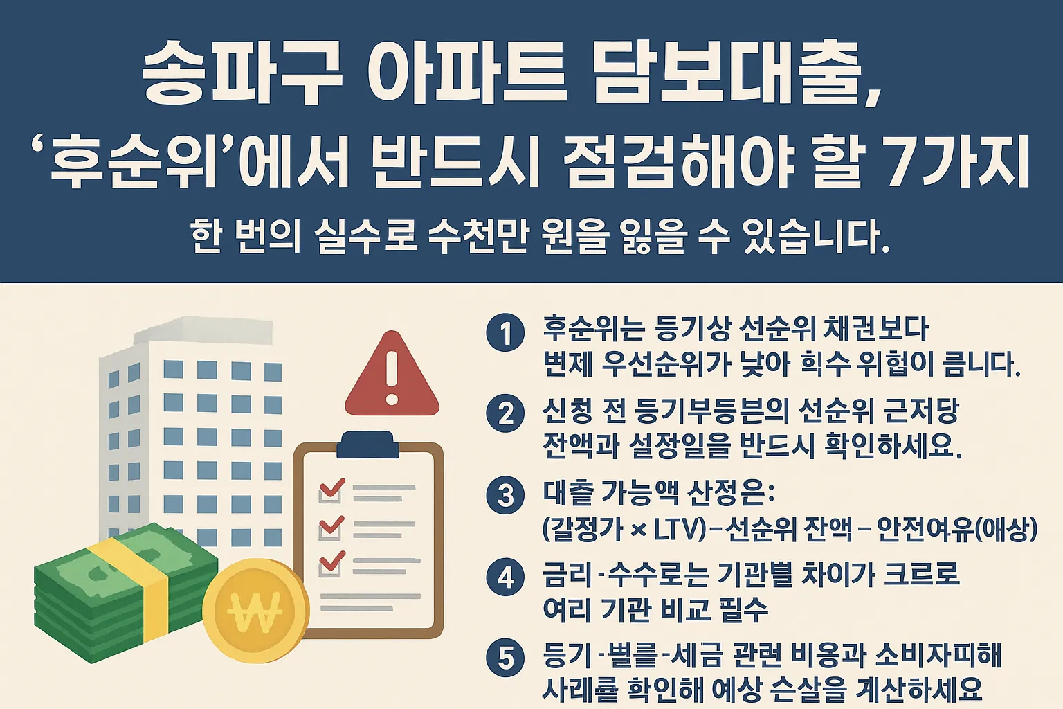 송파구 아파트 후순위 대출, 신청 전 반드시 확인할 7가지