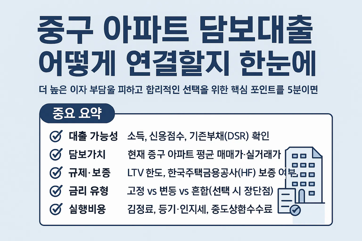 중구 아파트 담보대출, 금리·조건 한눈에 확인하기
