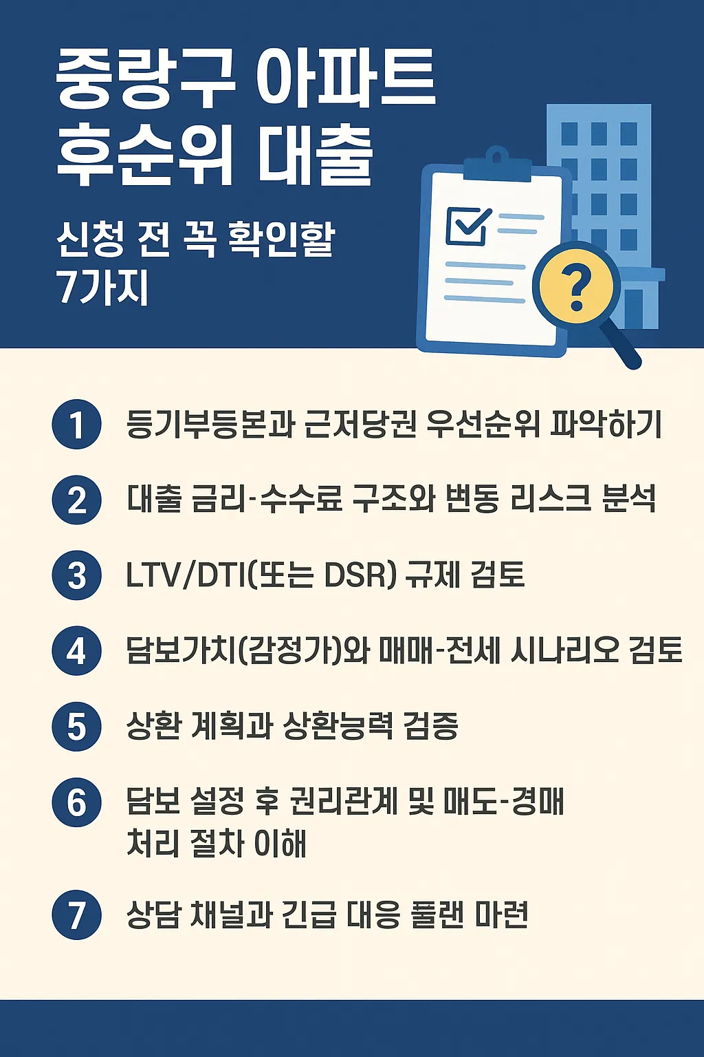 중랑구 아파트 후순위 대출, 신청 전 꼭 알아야 할 7가지